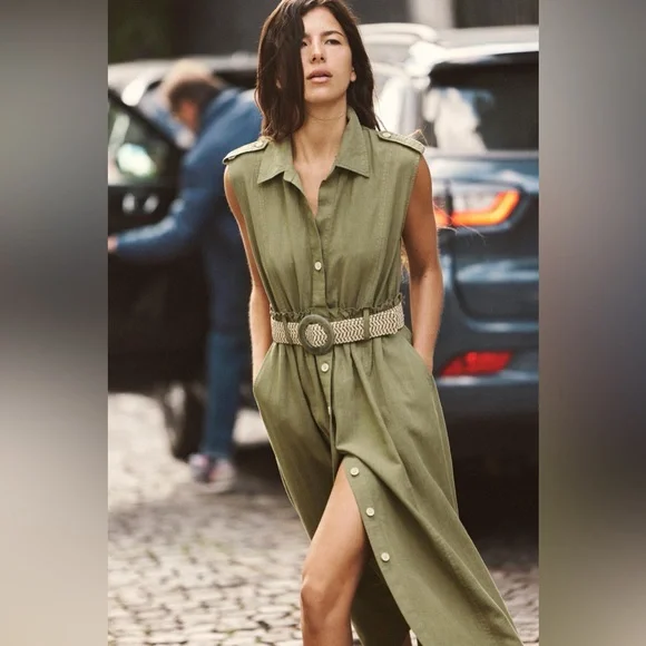 Zara women’s casual midi dress with belt - Picture 2 of 5